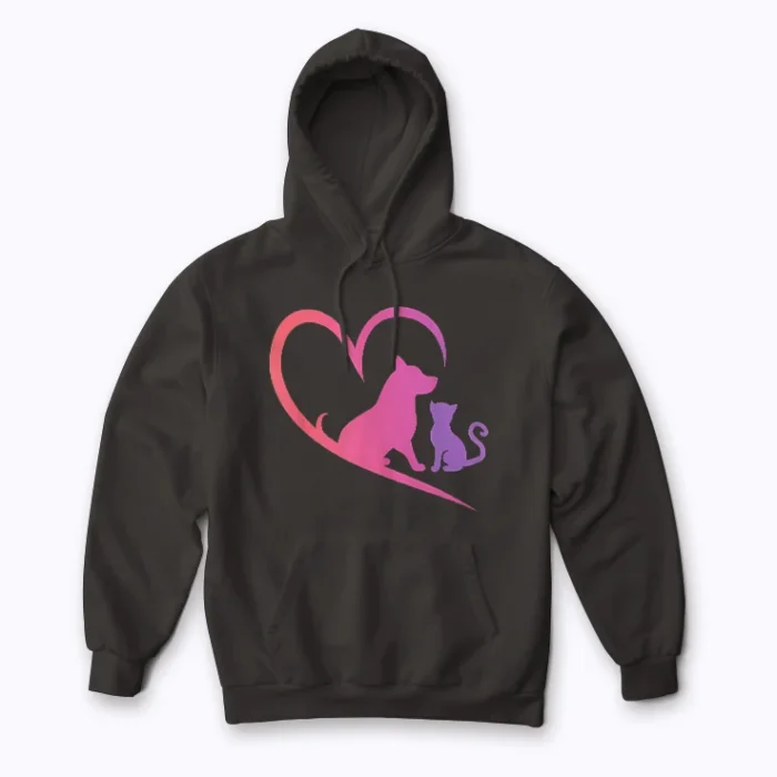 Dog Puppy Baby Cat Heart Animal Hoodie