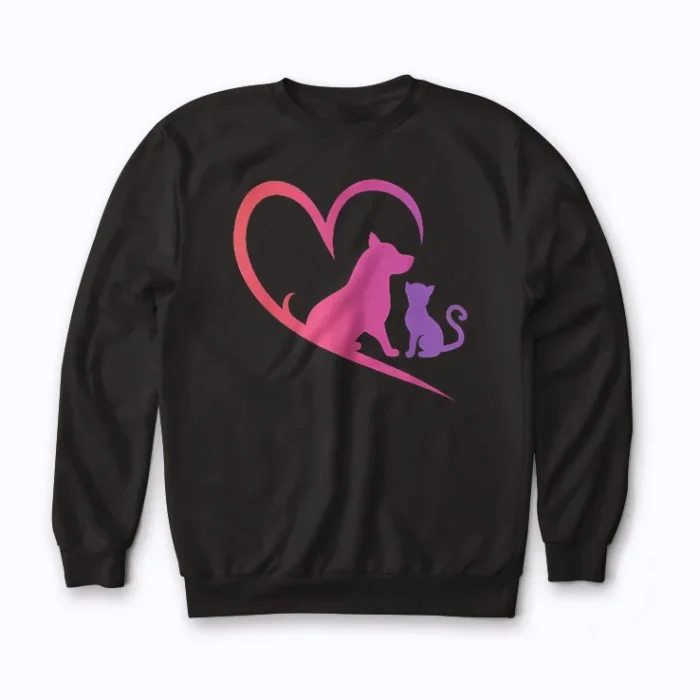 Dog Puppy Baby Cat Heart Animal Sweatshirt