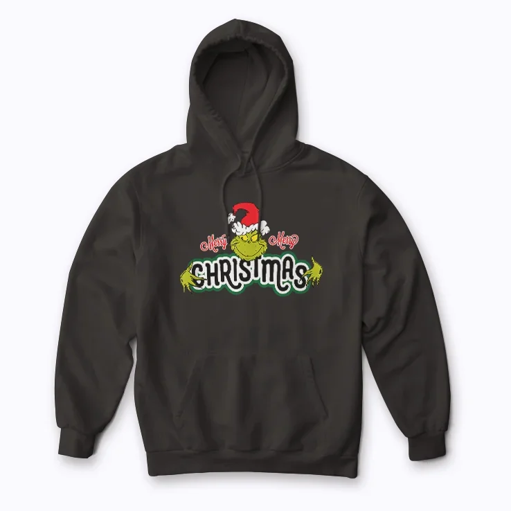Dr Seuss Grinch Hugs Christmas Hoodie with holiday-themed Grinch artwork