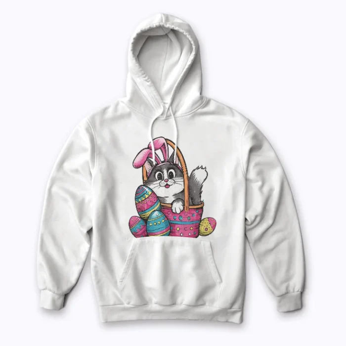 Easter Day Cat Bunny Ears Eggs hoodie adds warmth and style