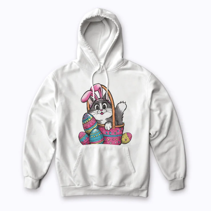 Easter Day Cat Bunny Ears Eggs hoodie adds warmth and style