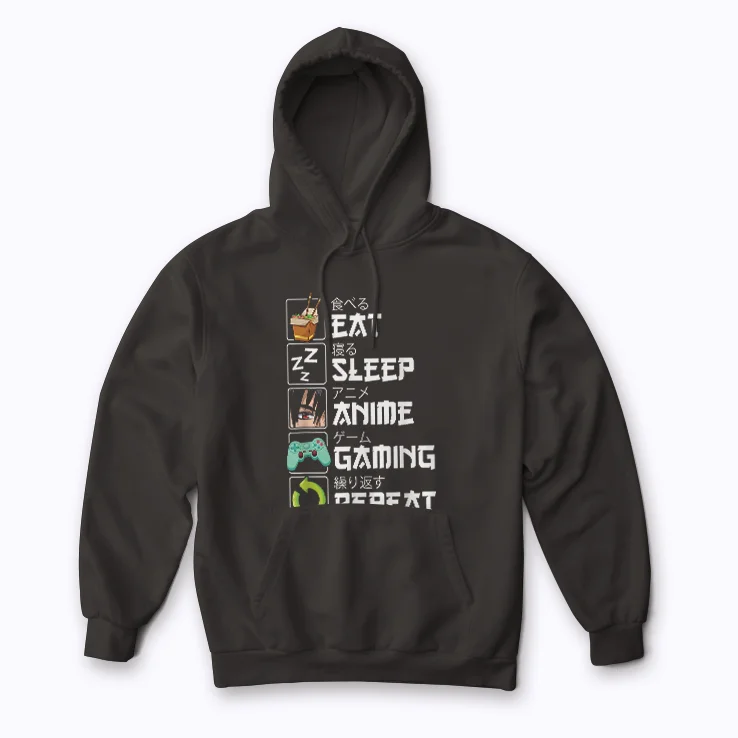 Eat Sleep Anime Gaming Repeat Kawaii Otaku Hoodie