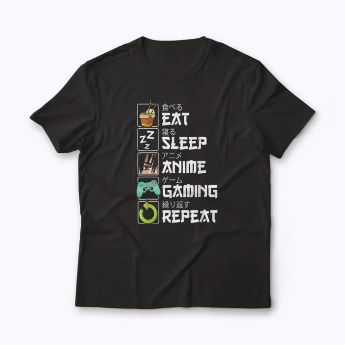 Eat Sleep Anime Gaming Repeat Kawaii Otaku T-shirt