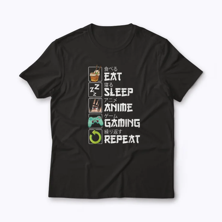Eat Sleep Anime Gaming Repeat Kawaii Otaku T-shirt
