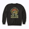 Fishing Part Time Hooker Funny Bass Dad Sweatshirt with bold bass artwork