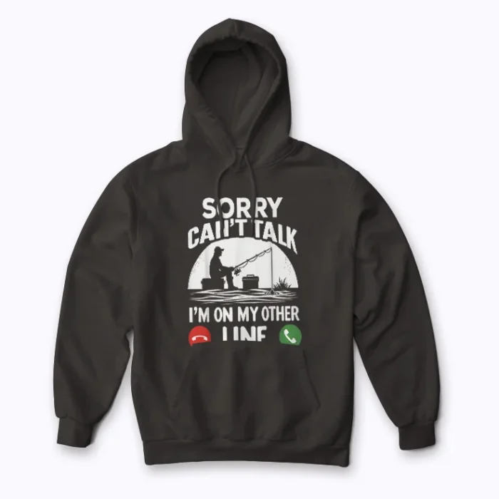 Funny Fishing Fathers Day Dad Fisherman Hoodie featuring a playful fishing illustration