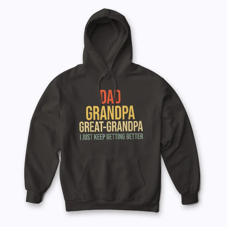 Funny Great Grandpa for Fathers Day hoodie featuring a playful grandpa illustration