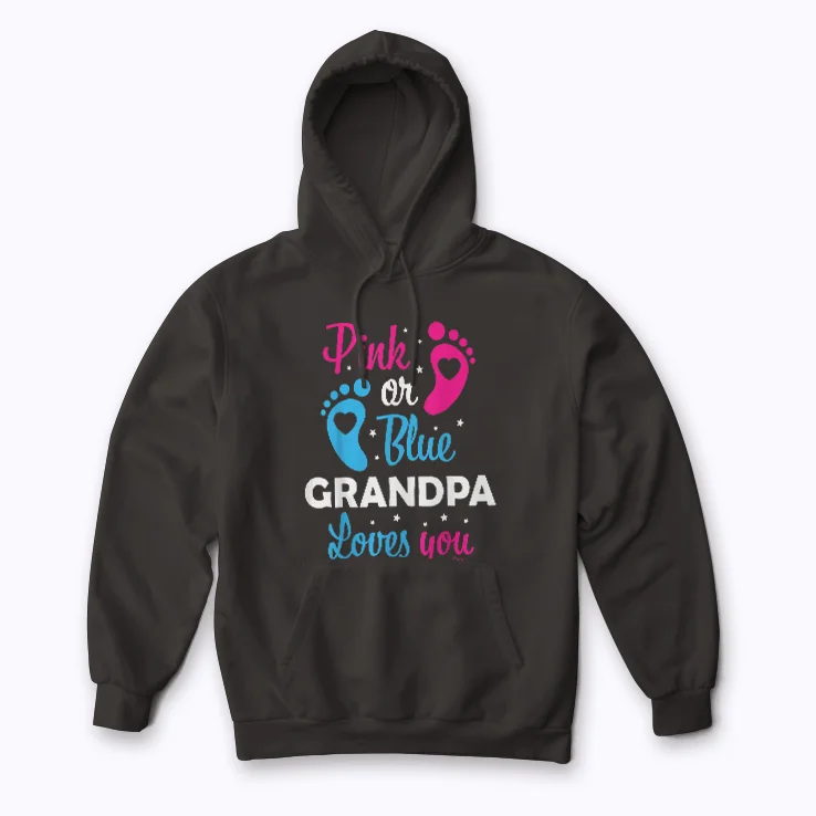 Gender Reveal Grandpa Grandfather hoodie with soft fleece lining and bold graphic.