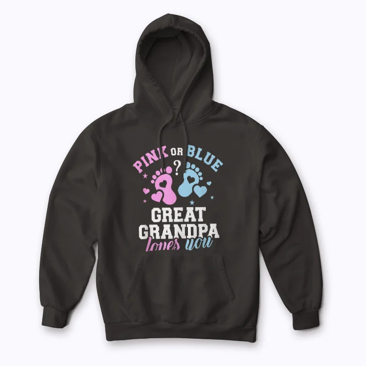 Gender reveal grandpa hoodie with comfortable fleece and vibrant print