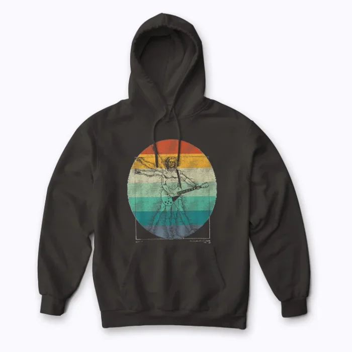 Guitar Da Vinci Vitruvian Man Guitar Player Hoodie