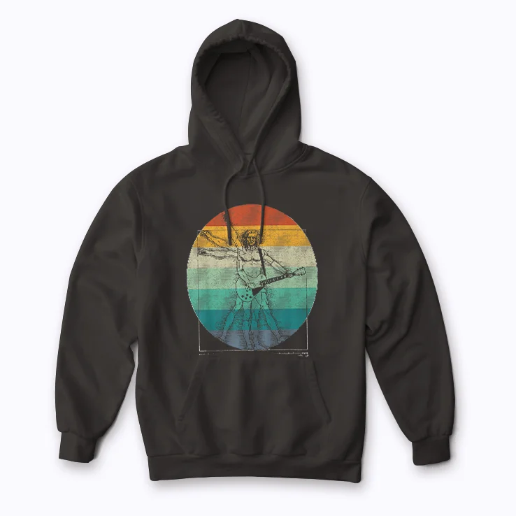 Guitar Da Vinci Vitruvian Man Guitar Player Hoodie