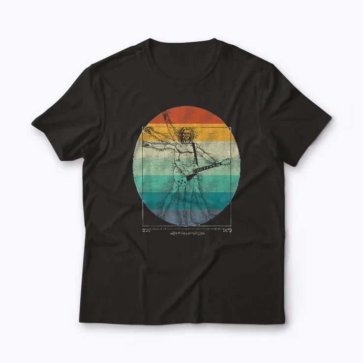 Guitar Da Vinci Vitruvian Man Guitar Player T-shirt