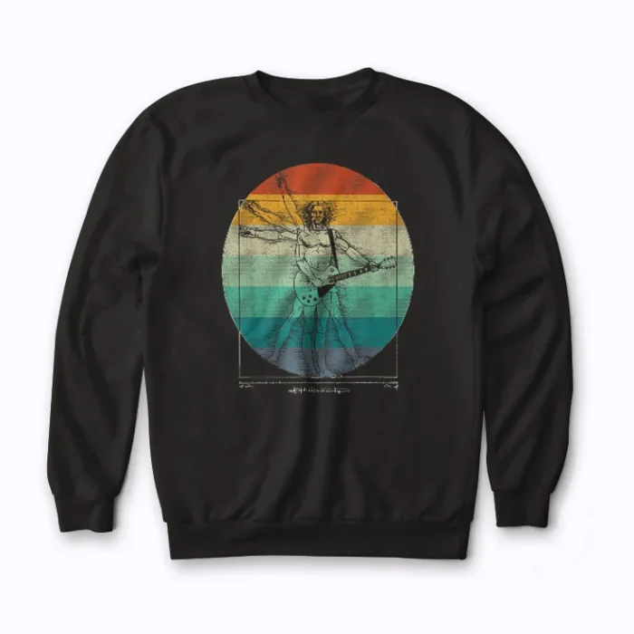 Guitar Da Vinci Vitruvian Man Guitar Player Sweatshirt
