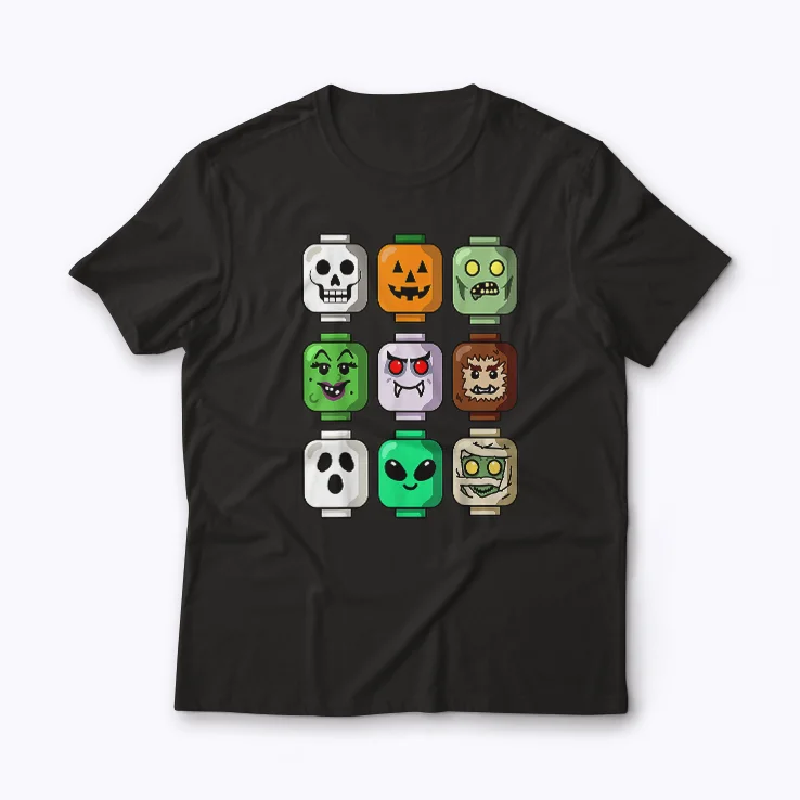 Halloween Building Brick Head Pumpkin Ghost Zombie shirt – vibrant Halloween style