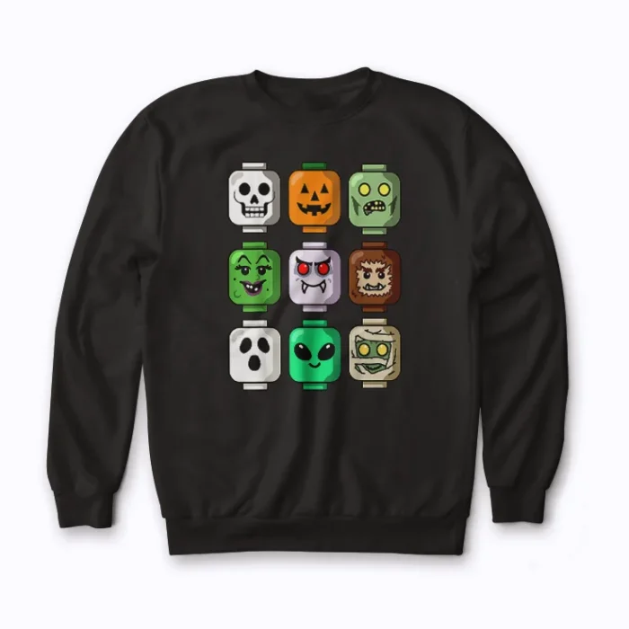 Halloween Building Brick Head Pumpkin Ghost Zombie sweatshirt – quality and fun for Halloween