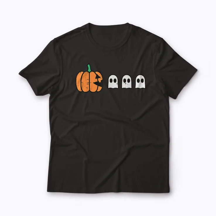 Halloween Gamer Pumpkin Eating Ghost shirt for spooky gamers