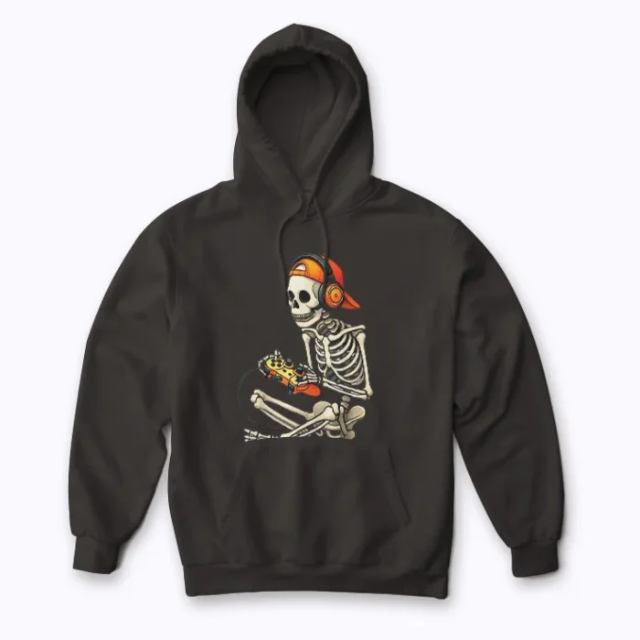 Halloween Skeleton Gamer hoodie for gaming and Halloween fun
