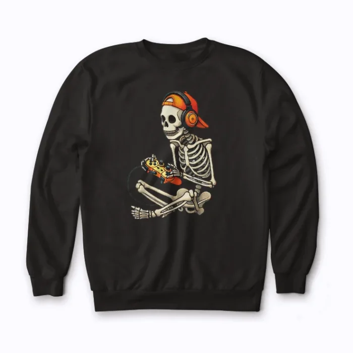 Halloween Skeleton Gamer sweatshirt – cozy for gamers