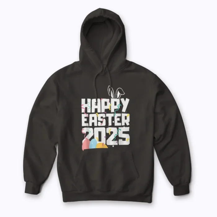 Stay warm in a Happy Easter 2025 Cute Bunny Rabbit hoodie