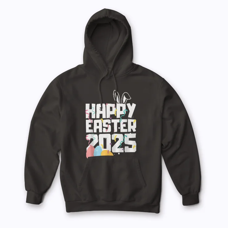 Stay warm in a Happy Easter 2025 Cute Bunny Rabbit hoodie