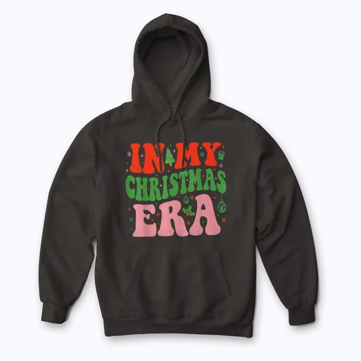 In My Christmas Era Cute Groovy hoodie for Christmas celebrations