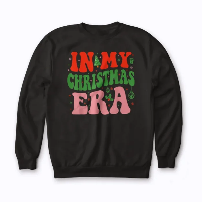 In My Christmas Era Cute Groovy sweatshirt in retro Christmas style