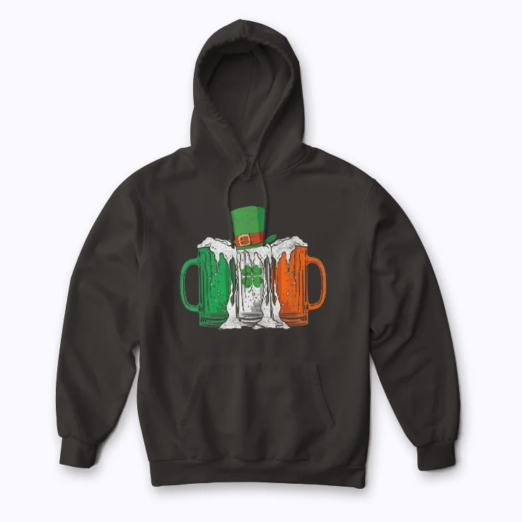 Irish Beer Ireland Flag St Patricks Day Hoodie front view