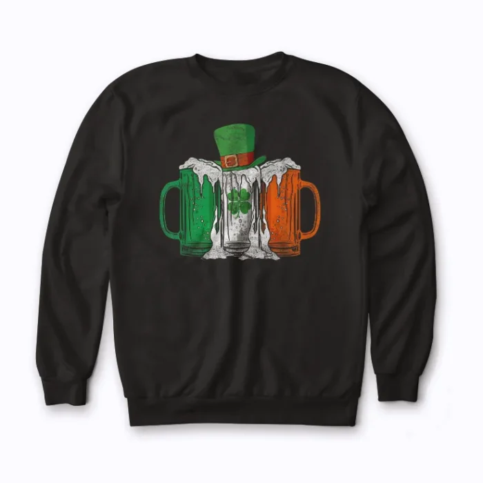 Irish Beer Ireland Flag St Patricks Day Sweatshirt front view