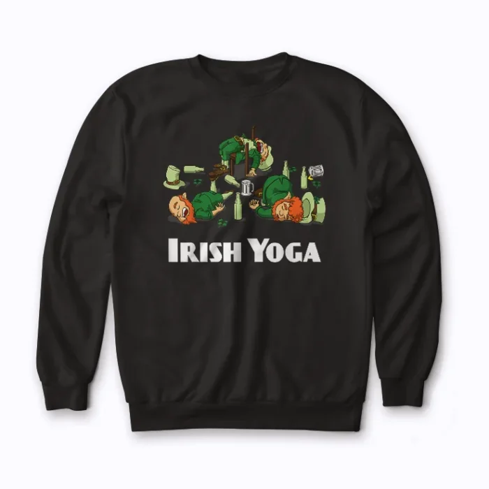 Irish Yoga Funny St Patricks Day Leprechaun Matching sweatshirt featuring crew‑neck and leprechaun print