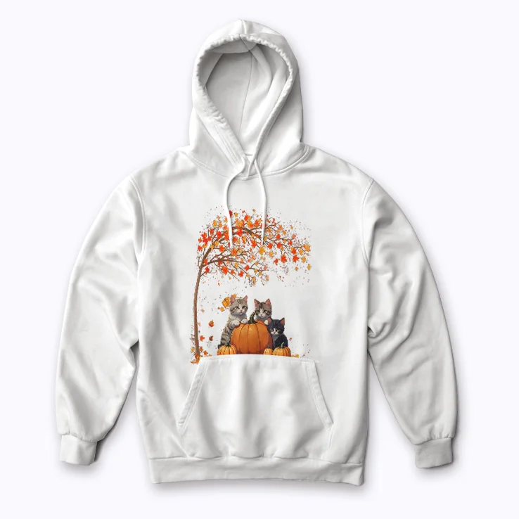 Its Fall Y all Thanksgiving Cat hoodie featuring a cute Thanksgiving cat