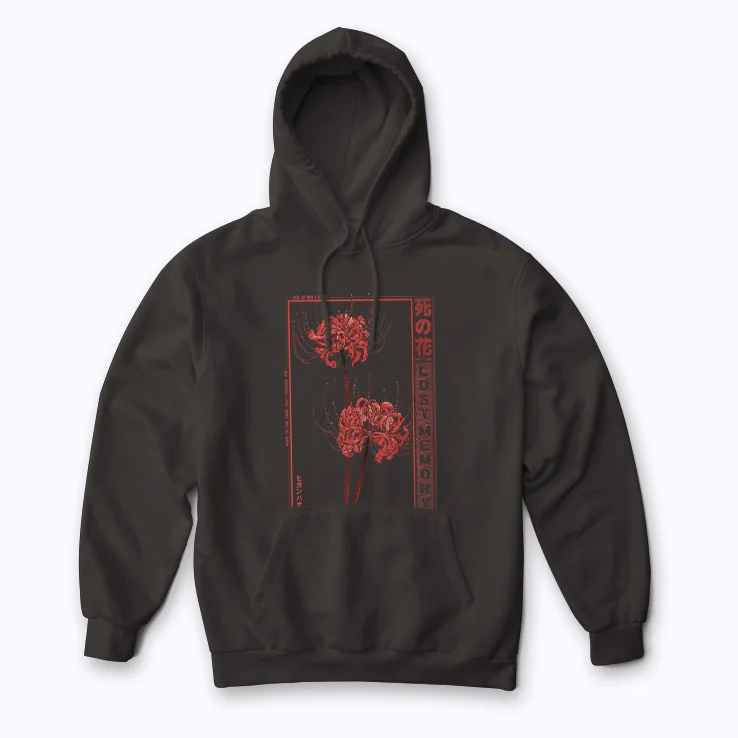 Japanese Spider Lily Soft Grunge Anime Aesthetic Hoodie
