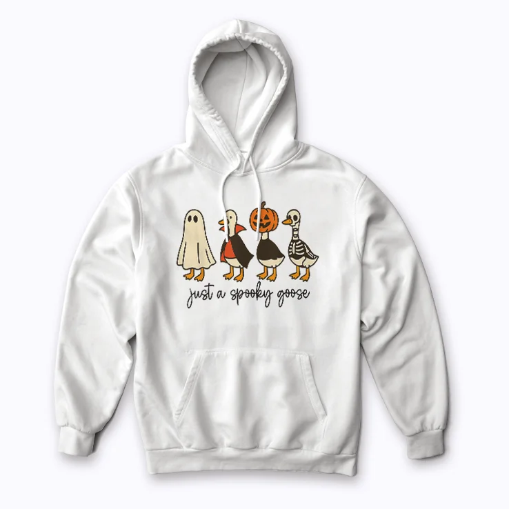 Get comfy this Halloween with the Just A Spooky Goose Halloween Silly Goose hoodie