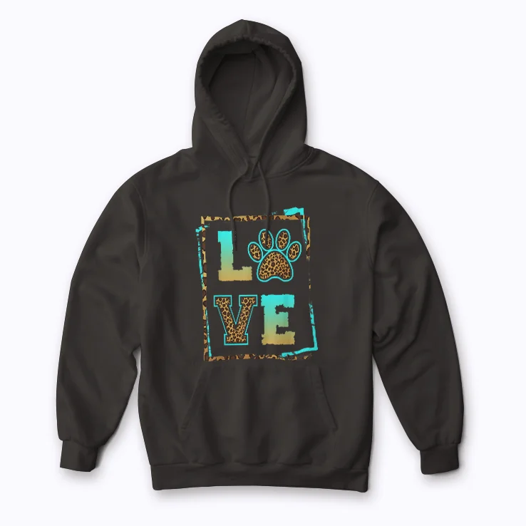 Leopard Dog Mom Funny Dog Lover Paw Print Gift Hoodie