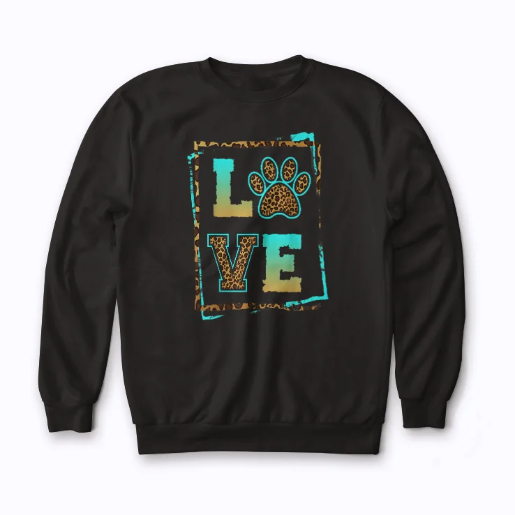 Leopard Dog Mom Funny Dog Lover Paw Print Gift Sweatshirt