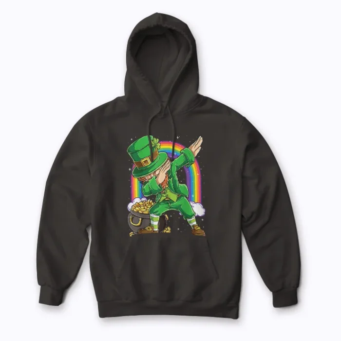 Leprechaun St Pattys Hoodie with plush fleece and festive leprechaun artwork