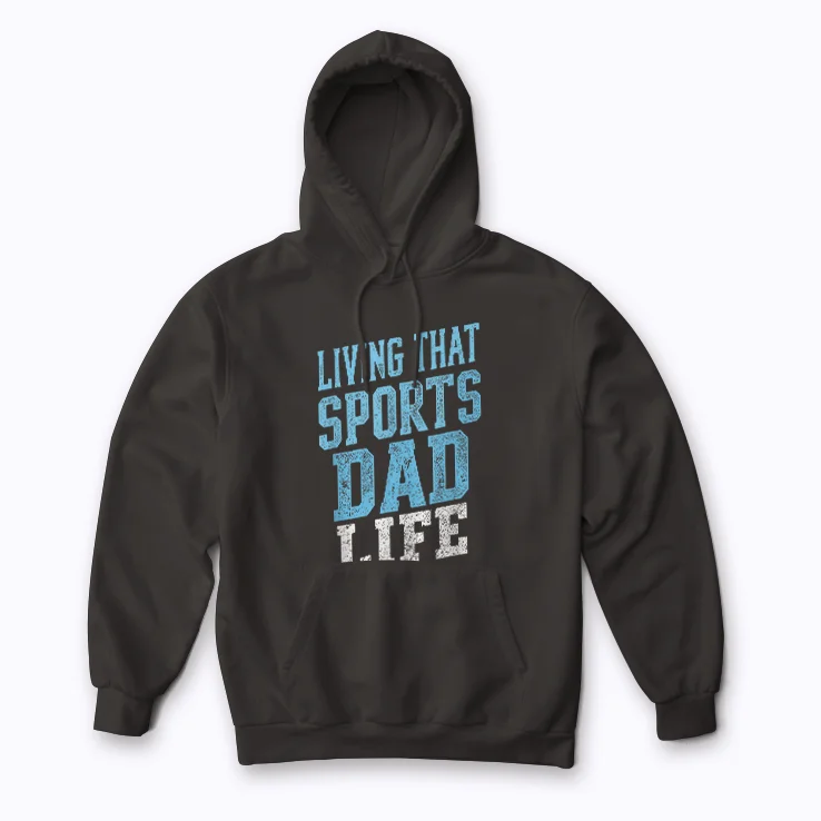 Living That Sports Dad Life Distressed Design Hoodie with cozy fleece and vintage graphics