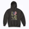Love Our Veterans Day Proud Military American Flag Hoodie with plush interior and flag print