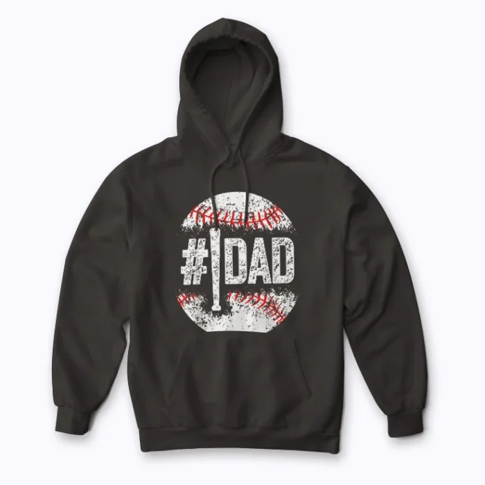 Mens #1 Dad Baseball Number One Daddy Hoodie front view