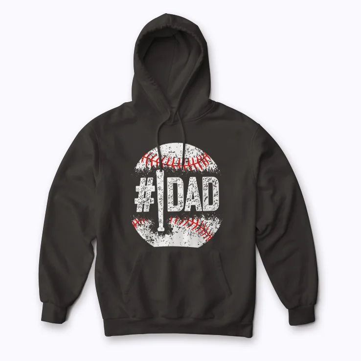 Mens #1 Dad Baseball Number One Daddy Hoodie front view