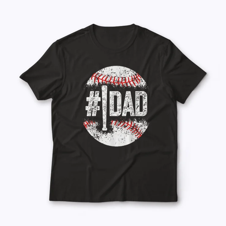 Mens #1 Dad Baseball Number One Daddy T-shirt front view