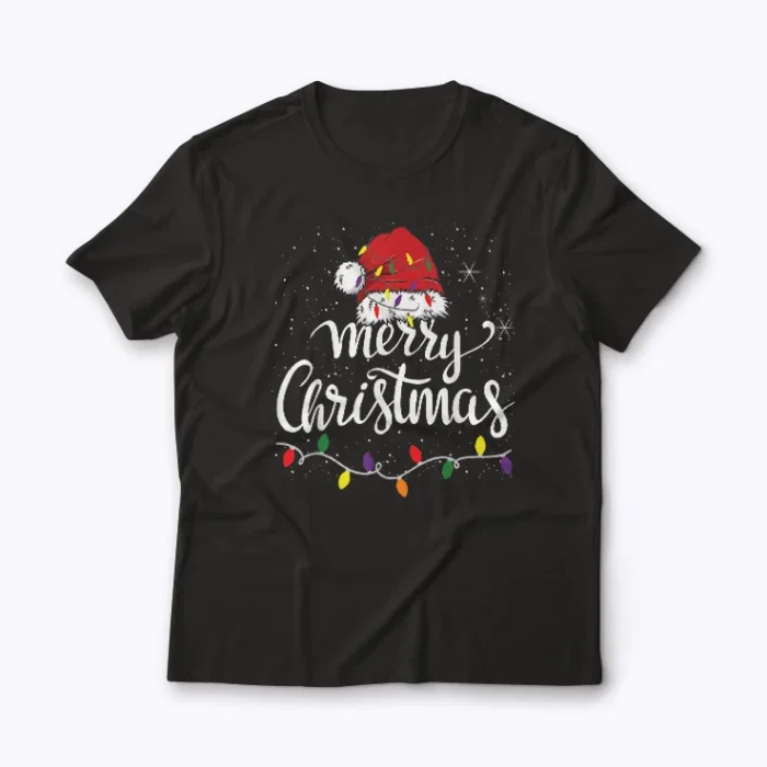 Merry Christmas Lights Red Santa shirt featuring red Santa and holiday lights
