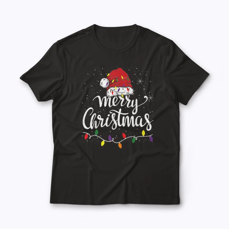 Merry Christmas Lights Red Santa shirt featuring red Santa and holiday lights