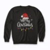 Merry Christmas Lights Red Santa sweatshirt with red Santa and Christmas lights
