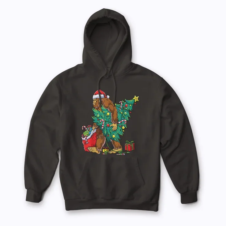 Most Wonderful Christmas Co Bigfoot Christmas hoodie featuring holiday Bigfoot design