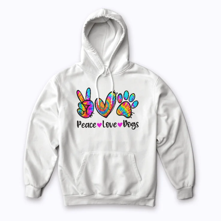 Peace Love Dogs Floral Dog Paw Mom Mothers Day Gift Hoodie