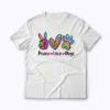 Peace Love Dogs Floral Dog Paw Mom Mothers Day Gift T-shirt