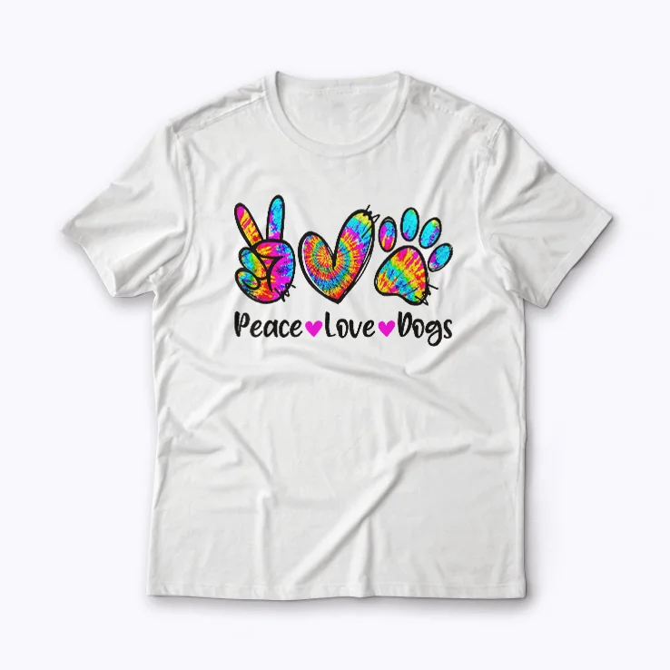 Peace Love Dogs Floral Dog Paw Mom Mothers Day Gift T-shirt
