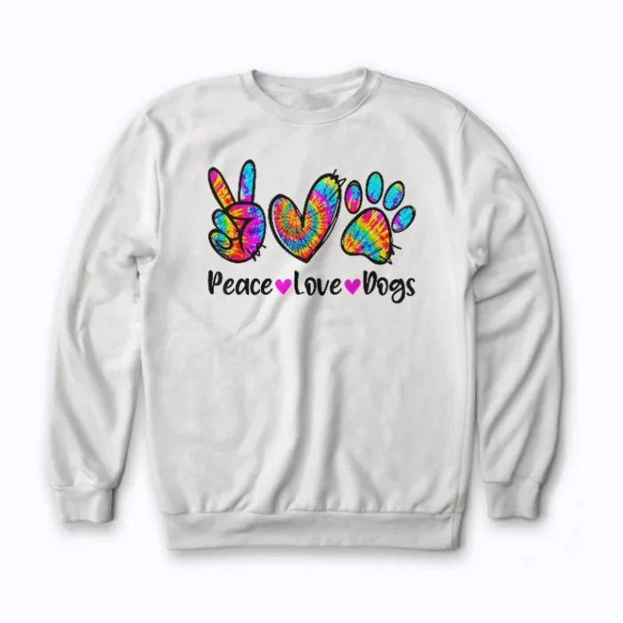 Peace Love Dogs Floral Dog Paw Mom Mothers Day Gift Sweatshirt