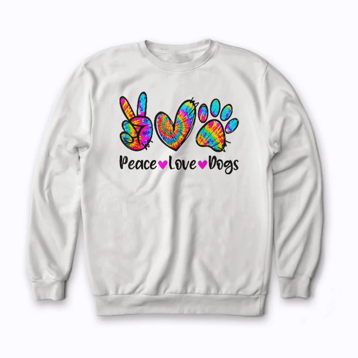 Peace Love Dogs Floral Dog Paw Mom Mothers Day Gift Sweatshirt