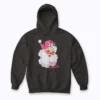 Pink Santa for Girls Christmas Retro Hoodie featuring retro pink Santa for girls